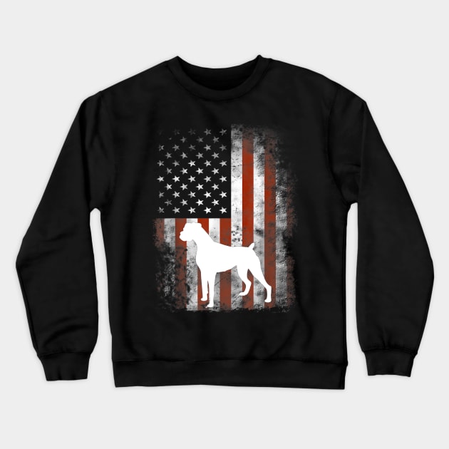 Boxer Dog American Flag Vintage Retro Crewneck Sweatshirt by Xamgi